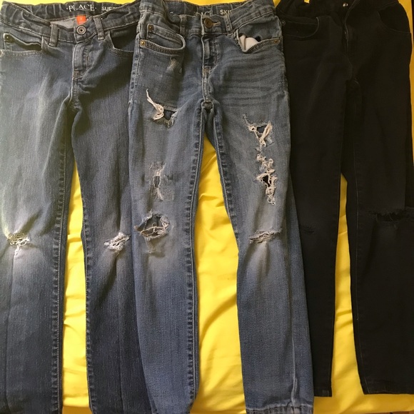 childrens black ripped skinny jeans